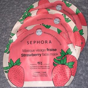 NEW Bundle of 5 SEPHORA Nourishing & Smoothing Strawberry Face Mask & Lip Mask